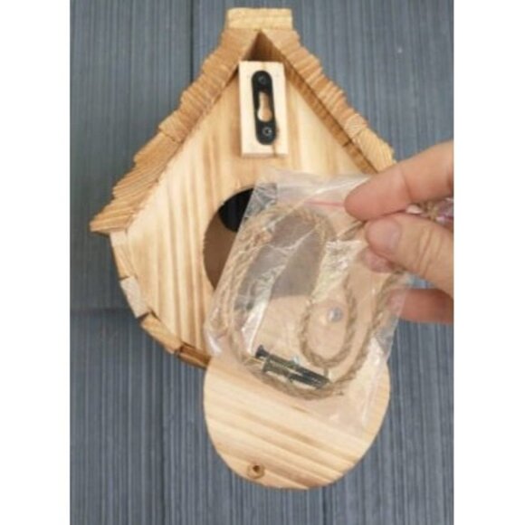 New Bird House for Outside,Outdoor Bird Houses, Natural Wooden Bird Hut - Picture 2 of 2